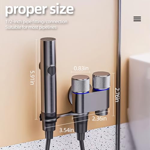 Handheld Toilet Bidet Sprayer for Toilet-Adjustable Water Pressure Control with Bidet Hose for Feminine Wash, Stainless Steel Brushed Nickel Bidet Faucet Cloth Diaper for Baby Wash