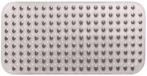 Medium Non-Slip Bathtub & Shower Mat 31x16 (Smooth/Non-Textured Tubs Only) Safe, Clean, Machine-Washable, Superior Grip&Drainage, Vinyl, Transparent Gray (Grey) - color: Transparent Gray (Grey), size: Large (31"x16")