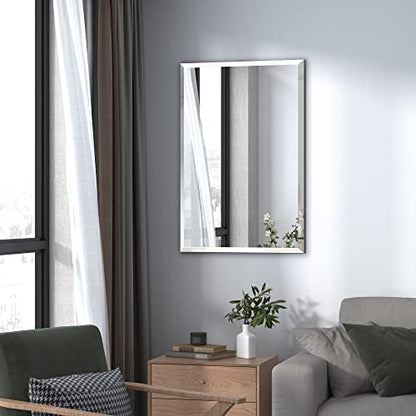 36x24 Frameless Beveled Rectangle Bathroom Mirror | Tempered - color: Rectangular, size: 36"L x 24"W