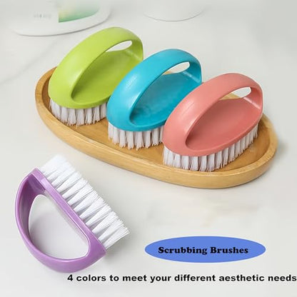 Scrubbing Brushes for Cleaning Small Scrub Brush with Nylon Stiff Bristles | 2 Pack Heavy-Duty Scrubber Cleaner Brush Multi-Purpose Cleaning Brush for Bathroom,Showe,Sink,Kitchen,Bathtub,Floor -Compact - color: Pink + Purple