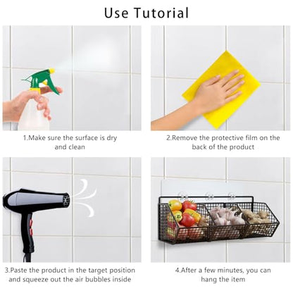 Shower Caddy Adhesive Replacement, 4 Pack Strong Adhesive Hooks, Water-Proof Shower Strips, No Drilling Sticky Pads for Corner Shelf Basket, Bathroom Storage Shelves, Kitchen Racks and Soap Holder
