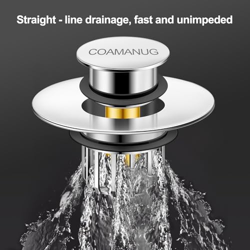 coamanug Bathtub Stopper | Shower Drain Hair Catcher, Pop-up Tub Stopper with Strainer | Bathroom Drain Plug | Drain Protector for 1-1/2 to 1-3/4"" Bath Drain Hole - color: Silver