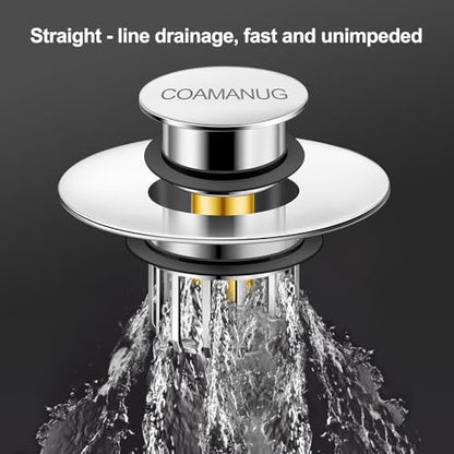 coamanug Bathtub Stopper | Shower Drain Hair Catcher, Pop-up Tub Stopper with Strainer | Bathroom Drain Plug | Drain Protector for 1-1/2 to 1-3/4"" Bath Drain Hole - color: Silver