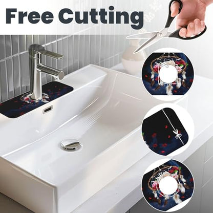 Dreamcatcher Rose Flowers Kitchen sink faucet pad, strong water absorption, anti slip, easy to clean, very suitable for splash and drip prevention, suitable for kitchens and bathrooms - color: Dreamcatcher Rose Flowers