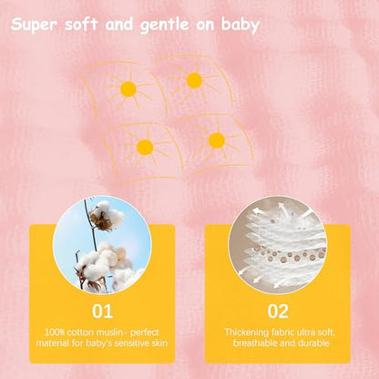 Lovely Care 12 Pack Muslin Burp Cloths 100% Cotton Muslin Cloths Large 20''x10'' Extra Soft and Absorbent Baby Burping Cloth - Pink - color: Pink, size: 10x20 Inch (Pack of 12)