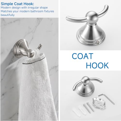 4-Piece Bathroom Hardware Accessories Kit, Zynuhmo Brushed Nickel Towel Bar Set Wall Mounted with 20'' Towel Bar, Towel Ring & Toilet Paper Holder, Robe Hook Set Fixtures for Modern Farmhouse Bathroom - color: Brushed Nickel