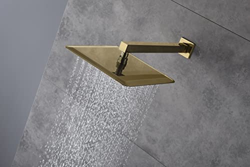 Cascada Digital 12” Wall Mounted Shower System with Single Handle & LCD Display, 3 Functions (Rainfall, Body jets & Handheld) (Antique Brass) - color: Antique Brass