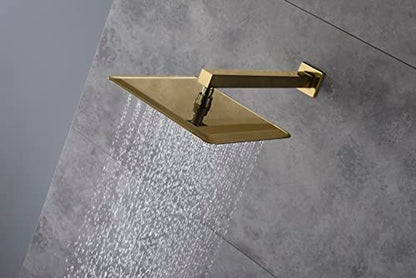 Cascada Digital 12” Wall Mounted Shower System with Single Handle & LCD Display, 3 Functions (Rainfall, Body jets & Handheld) (Polished Gold) - color: Polished Gold