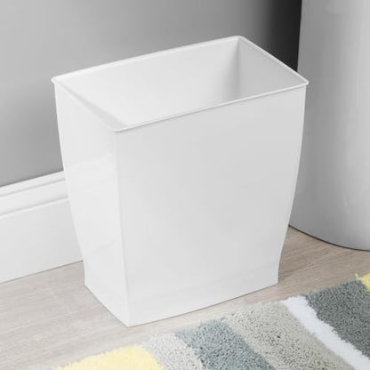 iDesign Small Plastic Bathroom Trash Can, Slim Rectangle, 2-Pack, White | Garbage Bin for Bedroom, Office, Dorm - color: White, style: Pack of 2