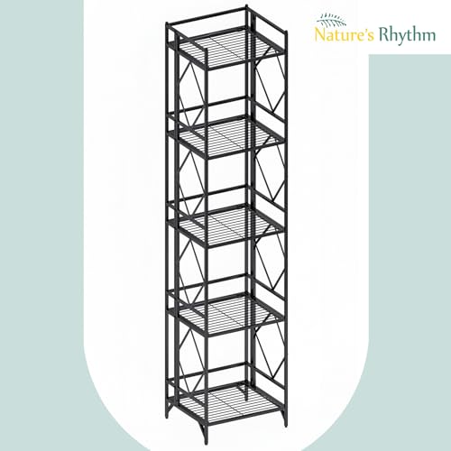 Nature's Rhythm 5-Tier Metal Storage Rack, Adjustable Garage Shelving Metal Shelving Unit(12.84 x 11.27 x 57.52inch, Black) - size: 5-Tier