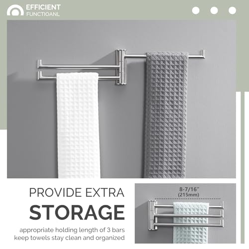 Angle Simple Swivel Hand Towel Holder 3 Bars, Brushed Nickel, 9.84" | SUS304 Stainless Steel Bathroom Kitchen Towel Rack Hanger, Fold Flat to the Wall, Screws Mount - color: Brushed Nickel