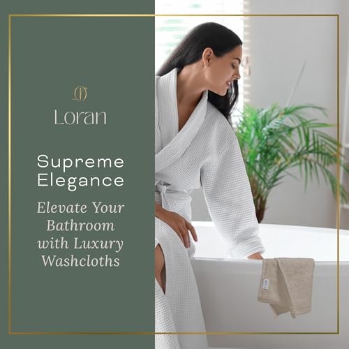 Vanilla Extra Large Washcloths Set of 6 Soft Body Cloths 13” x 13” 70% Viscose Derived from Bamboo, 30% Cotton Spa-Like Feel Silky for Skin Cleansing - color: Vanilla
