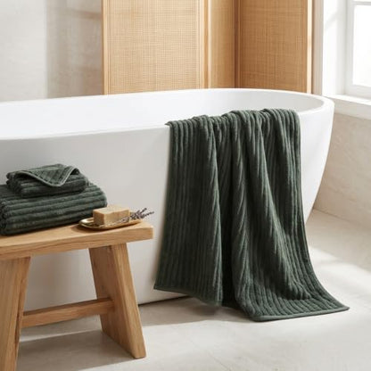 3 Pack Bath Towel Set, 40"x80" Oversized Bath Sheet, Olive Green | Ultra Soft Microfiber, Lint Free, Quick Dry, Highly Absorbent, Full Body Coverage, 1 Bath Sheet, 1 Hand Towel, 1 Washcloth - color: Olive Green, size: 3 Piece Towel Set