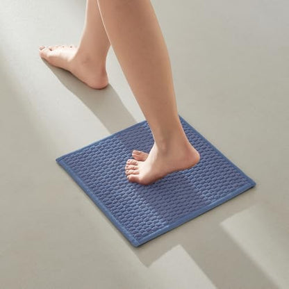 TYUU Small Bathroom Rugs Non Slip Washable Bath Rugs Super Absorbent Bathroom Rug Thin Quick Dry Low Pile Bath Mats, Denim Blue 12"x12" - color: Denim Blue01, size: 1' X 1' (Rectangular)