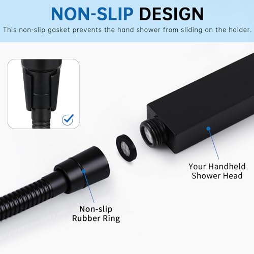 G-Promise Solid Metal Shower Arm Diverter with Handshower Mount,86 Inch Stainless Steel Long Shower Hose,Flexible and Tangle-Free, for Shower and Pet Shower, Clean Bathroom Corners(Matte Black)