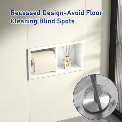 Dual Roll Toilet Paper Holder, Recessed Toilet Tissue Holder | for Bathroom Remodeling, 304 Stainless Steel Horizontal Toilet Paper Niche (Matte White) - color: Matte White