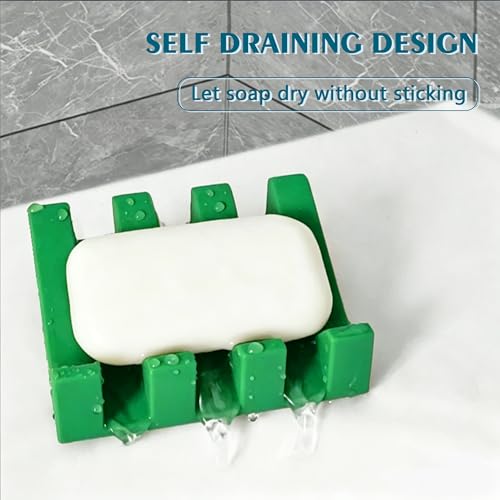 Soap Dish Holder for Shower with Suction Cup, Silicone Soap Holder & Saver Self-Draining Bar Soap Dish Keeps Soap Dry for Bathroom, Kitchen, Bathtub (Deep Green,2-Pack) - color: Deep Green,2-pack