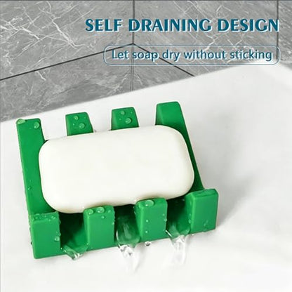 Soap Dish Holder for Shower with Suction Cup, Silicone Soap Holder & Saver Self-Draining Bar Soap Dish Keeps Soap Dry for Bathroom, Kitchen, Bathtub (Deep Green,2-Pack) - color: Deep Green,2-pack