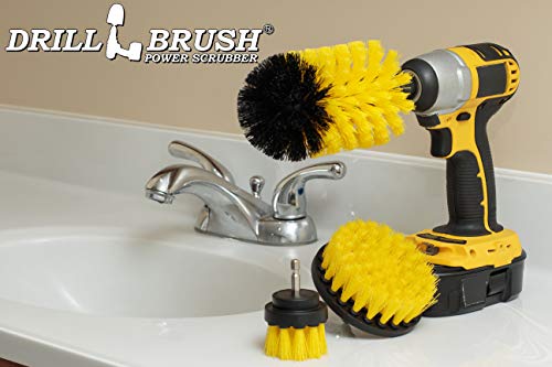 Drill Brush Yellow Bathroom Detailing Brush Set – Bathtub Shower Scrub Brush for Drill - Tile Grout Cleaning Tool - Shower Door Scrubber - Bath Tub Brush - House Cleaning Kit Spinning Scrub Brush - color: Yellow