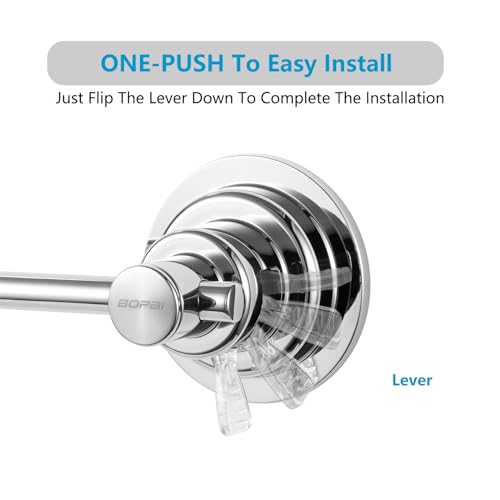 BOPai Extendable Suction Cup Towel Bar 17-28.5", Chrome | Repositionable & Powerful Vacuum Suction - color: Chrome, size: 17-28.5"