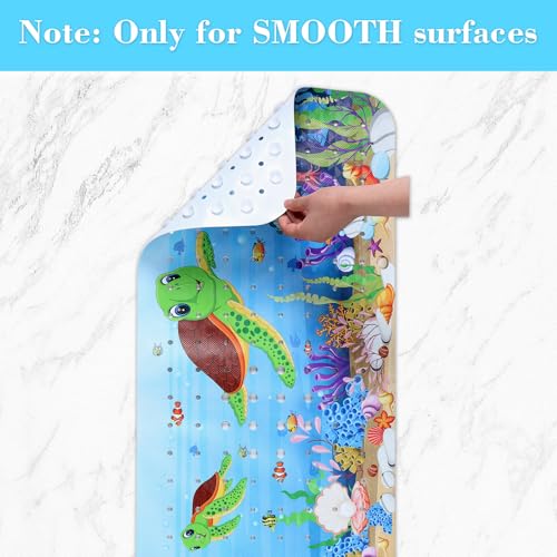 Secopad Bathtub Mat Non Slip, Cute Tub Mat, 40" x 16", Red Turtles | Rectangular, Anti-Slip, Machine Washable, with Drain Holes and Suction Cups,For Bathtub and Shower Floor, for Toddler & Kids - color: Red Turtles