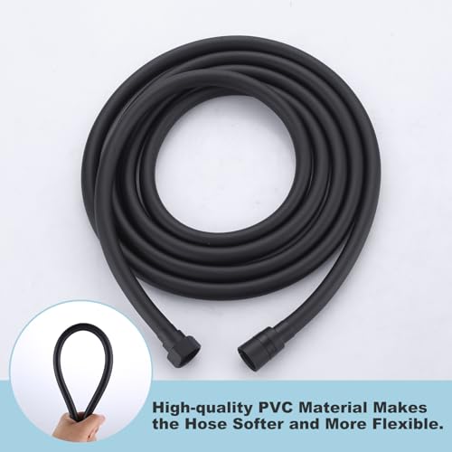Aleasha Extra Long PVC Shower Hose Replacement for Bathing, Toilet Cleaning, Dogs - Matte Black 120 Inch Shower Hose - color: Black, size: 120inch