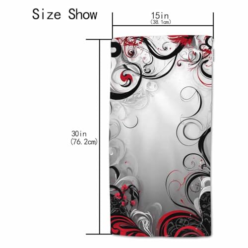 HGOD DESIGNS Red Black Mystic Cotton Soft Bath Towels - Magical Floral Swirls Leaves - Kitchen Hotel Spa Towels - 15"X30" - color: Towel-95
