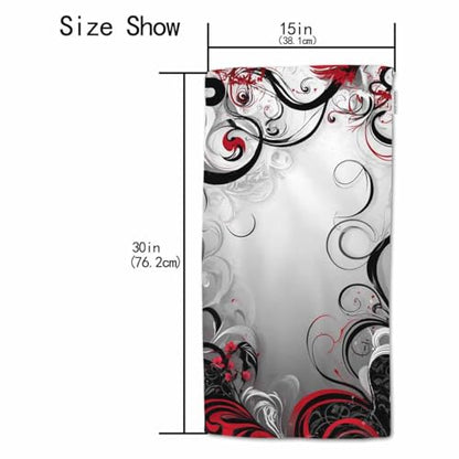 HGOD DESIGNS Red Black Mystic Cotton Soft Bath Towels - Magical Floral Swirls Leaves - Kitchen Hotel Spa Towels - 15"X30" - color: Towel-95