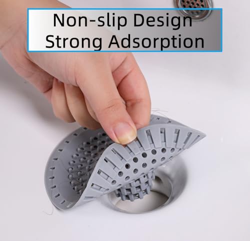 Grey Drain Hair Catcher Shower Drain Cover Hair Catcher Bathtub Drain Hair Catcher Silicone Tub Hair Catcher Drain Protector - color: Gray