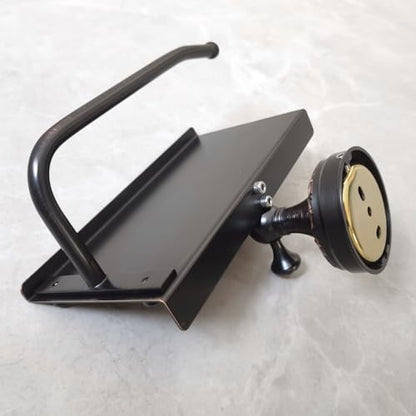 Oil Rubble Bronze Brass Bath Toilet Paper Holder with Phone Shelf, Wall Mounted Black Bathroom Hardware Accessories, Pattern Carving Design - color: Toilet Paper Holder With Shelf