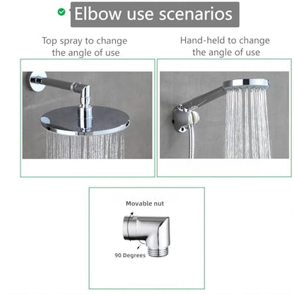 Totalize Solid Brass 90 Degree Shower Elbow Adapter, G1/2" Shower Head Extension Arm Connector (Chrome)
