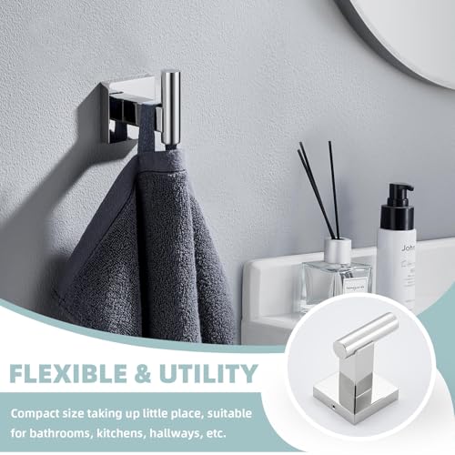 Suyar Bathroom Accessories Set Polished Chrome, Bathroom Hardware Set | Include Robe Hook, Toilet Paper Holder, Hand Towel Holder, Towel Bar, SUS304 Stainless Steel, Wall Mounted - color: Polished Chrome