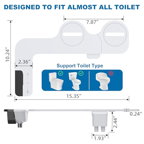 Bidet Attachment for Toilet, Non-Electric Dual Nozzle Bidet Sprayer with Adjustable Water Pressure, Cold Water Toilet Seat Attachment for Feminine and Personal Hygiene - color: Black