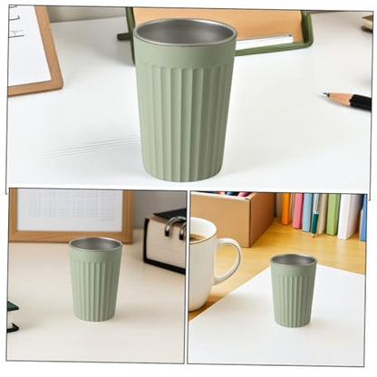 Textured Stainless Steel Toothbrush Cup Green Bathroom Tumbler Holder for Rinsing Stylish and Versatile Use in Home School Office