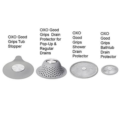 OXO Good Grips Silicone Shower & Tub Drain Protector, Hair Drain Catcher