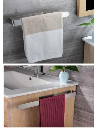 szhdxsy 2pcs Towel Holder SUS 304 Stainless Steel Brushed Hand Towel Rod, Self Adhesive Towel Holder Towel Rod Towel Rack for Bathroom(Silver, 14in) - color: Silver, size: 14