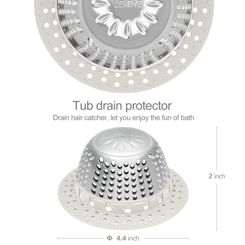 LEKEYE Shower Drain Hair Catcher/Shower Drain Cover/Drain Protector for Pop-Up & Regular Drains(Light Gray) - color: Light Gray