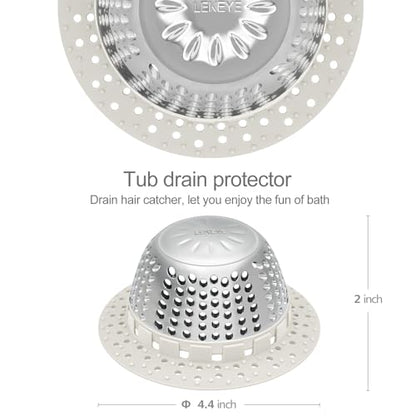 LEKEYE Shower Drain Hair Catcher/Shower Drain Cover/Drain Protector for Pop-Up & Regular Drains(Light Gray) - color: Light Gray