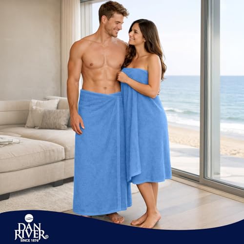 DAN RIVER Pack of 1 Jumbo Bath Sheet 40x80 Inches, Extra Large Bath Towel, Super Soft, Highly Absorbment & Quick Dry Cotton Towels - Medium Blue - color: Medium Blue