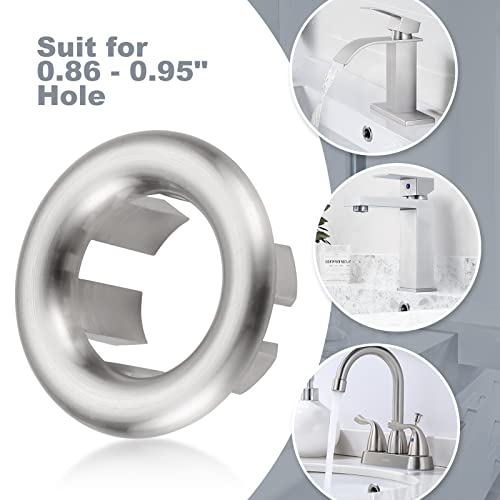ARCORA 6 Pack Sink Overflow Ring Brushed Nickel Bathroom Kitchen Sink Basin Trim Overflow Cover Hole Insert Cap - color: Brushed Nickel-6 Pack