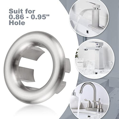ARCORA 6 Pack Sink Overflow Ring Brushed Nickel Bathroom Kitchen Sink Basin Trim Overflow Cover Hole Insert Cap - color: Brushed Nickel-6 Pack