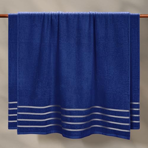 MyOwn Cotton 2 Pack Oversized Bath Sheet 35 x 70, Large Bath Sheet, Ultra Absorbent, Compact, Eco-Friendly and 100% Recyclable, Quick Drying and Lightweight Towel - Navy Blue - color: Navy Blue, size: 2-Piece Bath Sheet Set