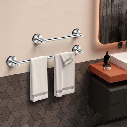 MGahyi Silver No Drill Adjustable Stainless Suction Cup Towel Bar | 14.6 ~ 24Inch Extendable Bath Shower Towel Holdere,Heavy Duty Towel Rack Suitable for Tile, Glass & Smooth Flat Surfaces - color: Silver