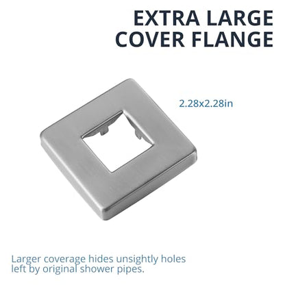 Straight Shower Arm with Flange, Ceiling Mount 3 Inches Rain Shower Head Arm Extension Replacement with Anti-Scratch Escutcheon Plate, DOLGABA Brushed Nickel - color: Square Brushed Nickel 3 Inch