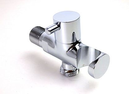 Modern Bathroom Brass Shower Wall Outlet Handheld Shower Spray Head Bracket Holder Supply Elbow Hose Connector with Water Shut Off Switch Flow Control Valve,Chrome - color: Chrome
