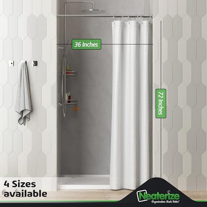 NEATERIZE Stall Shower Curtain White - Hotel Style Shower Curtains for Bathroom with Waffle Design, 36x72 Inches - White Fabric Shower Curtain - Cortinas de Baño Elegantes - size: 36"W x 72"L (Pack of 1)