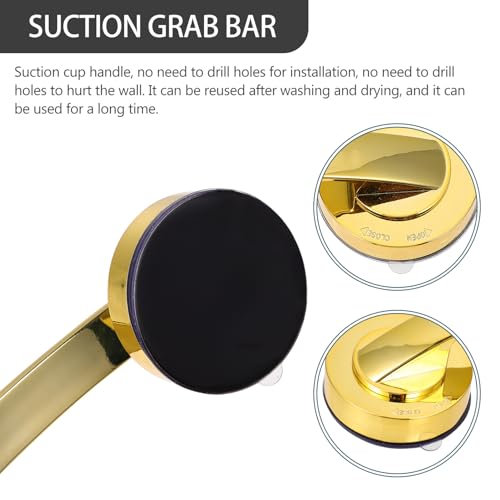 Suction Grab Bar for Shower 7.08In Non-Drill Bathroom Handle Balance Assist for Seniors Disabled Portable Ergonomic Grip