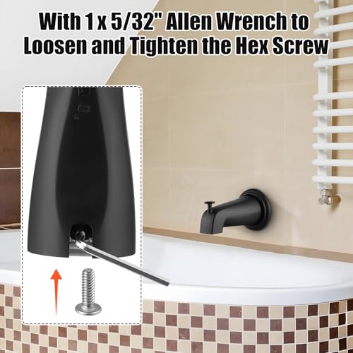 Diverter Tub Spout Compatible with Kohler GP85556-CP (Matte Black) | Slip On Bathroom Bathtub Faucet Replacement for 1/2"Copper Water Tube, Metal Cover Ring and Foam Gasket Included - color: Matte Black