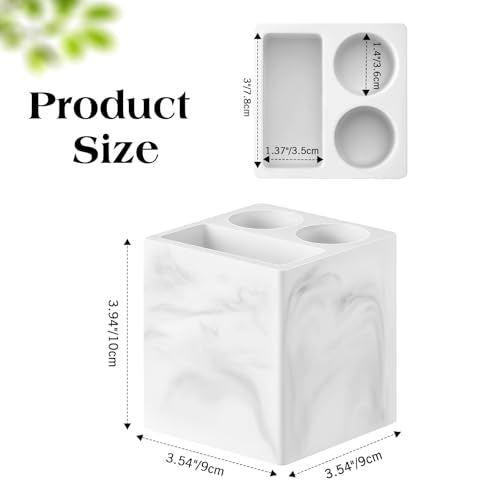 Luxspire Toothbrush Holder, 3 Slots, Marble White | Diatomite, Fast Drying, Toothbrush Holders for Bathroom, Toothbrush and Toothpaste Holder for Countertop - color: Marble White, style: 3 Slots