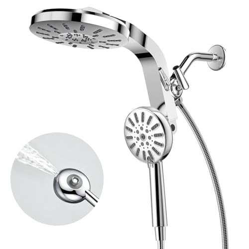INAVAMZ High Pressure Rain Shower Head Combo with Magnetic Handheld Silver | Dual Shower System with Rainfall Showerhead and 8-Spray Handheld, Magnetic Dock, Adjustable Angle, Power Jet for Cleaning - color: Silver